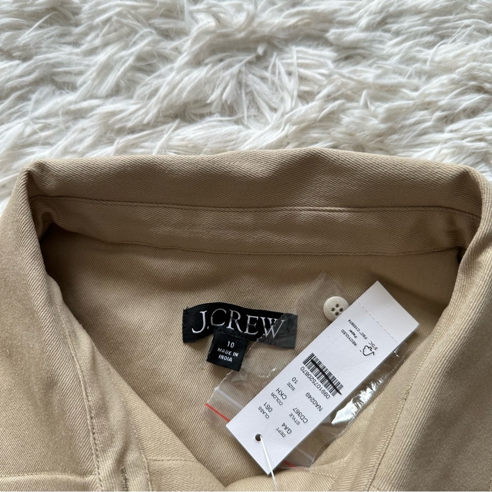 Jcrew Mini Shirtdress In Tailored Twill Coastal Khaki New With Tags Size 10 - Picture 7 of 12